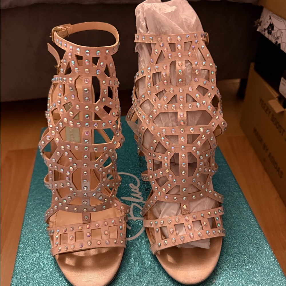 Betsey Johnson Rose GoldRhinestone Heels